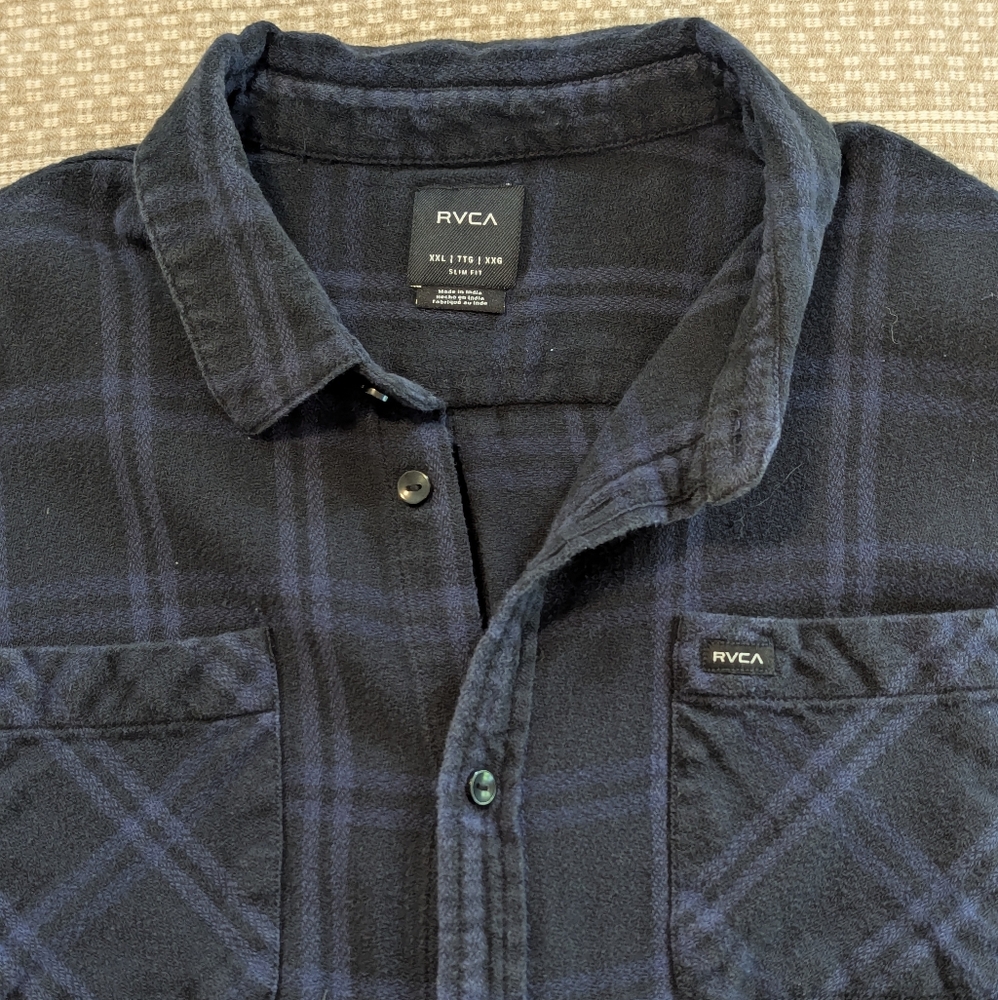 RVCA Payne II Black And Dark Blue Flannel large
